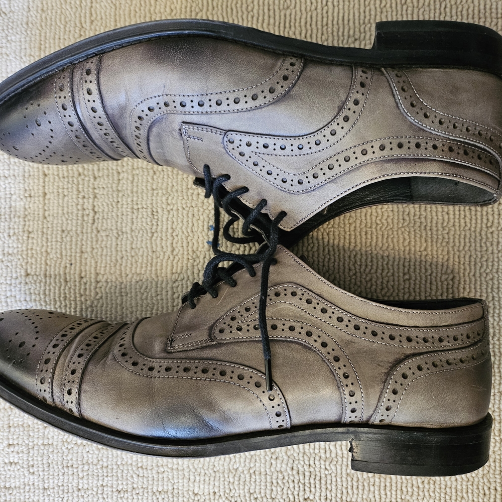 Men's Metal Gray Oxford Shoes Size 10 - Picture 3 of 8